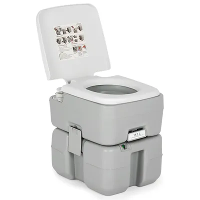 5.3 Gallon Portable Travel Toilet Outdoor Camping Toilet W/ Piston Pump Flush
