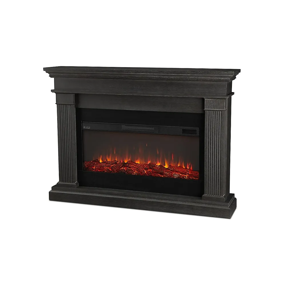 Real Flame Modern Wood Crawford Electric Slim Line Fireplace in