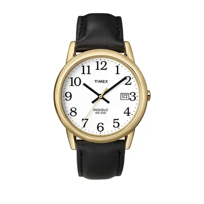 Easy Reader Black Leather Strap and Goldtone Watch T2H291NG