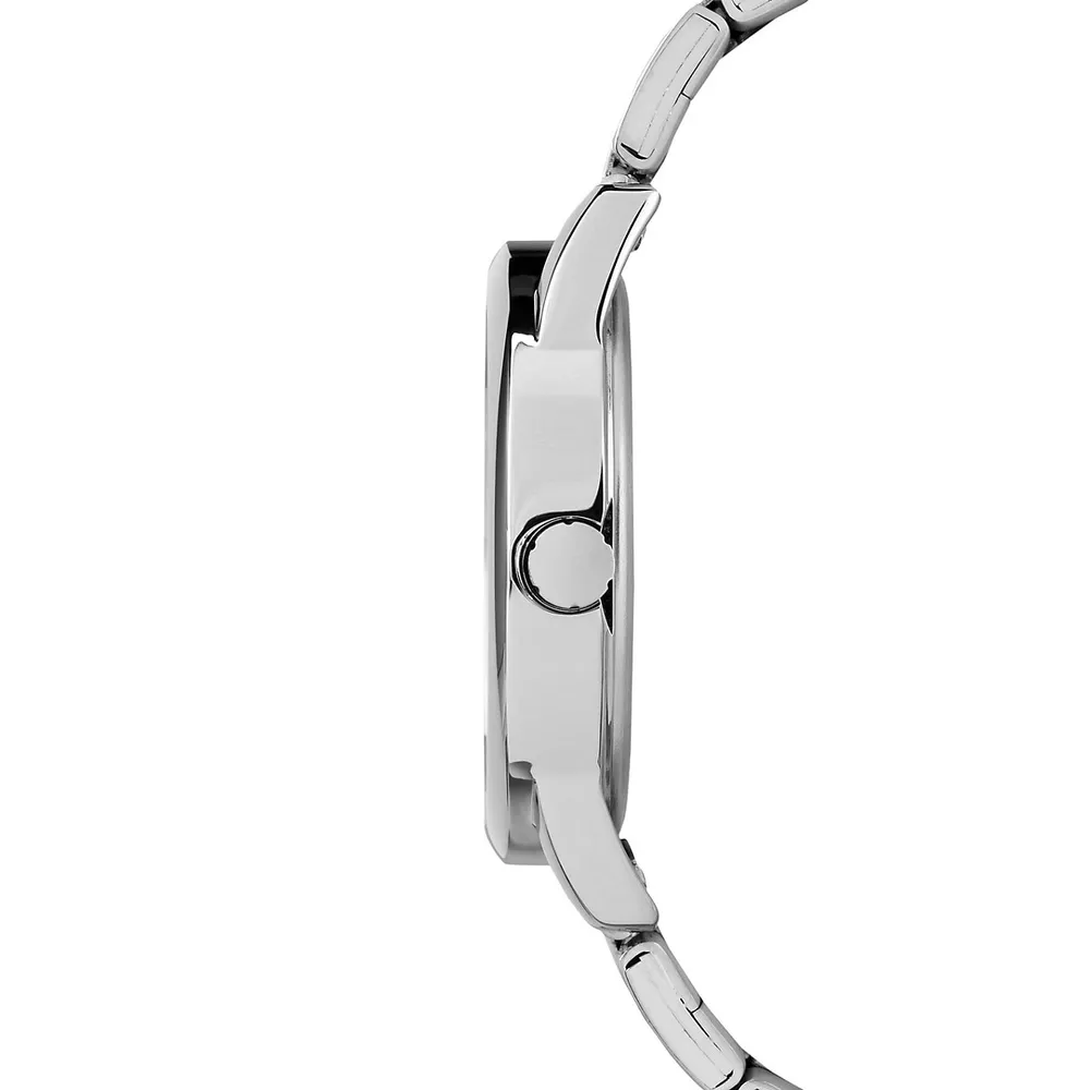 Montre-bracelet analogique en acier inoxydable à cadran blanc