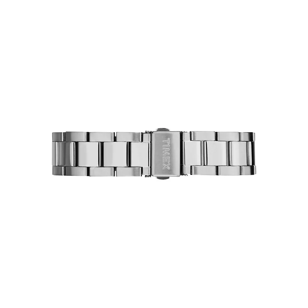 Montre-bracelet analogique en acier inoxydable à cadran blanc