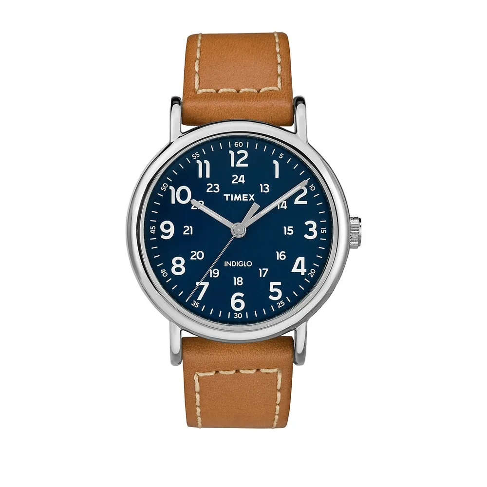 Stainless Steel Cognac Leather Watch TW2R42500NG
