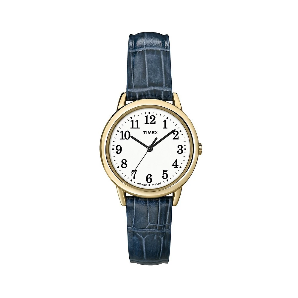 Easy Reader Goldtone & Leather-Strap Watch T2N954NG