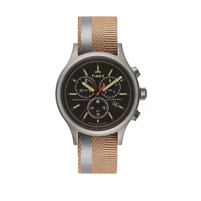 Montre chronographe Allied avec bracelet réversible en tissu réfléchissant de 42 mm