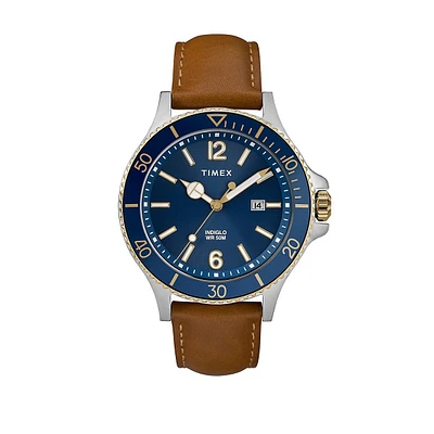 Harborside Leather-Strap Watch TW2R64500NG