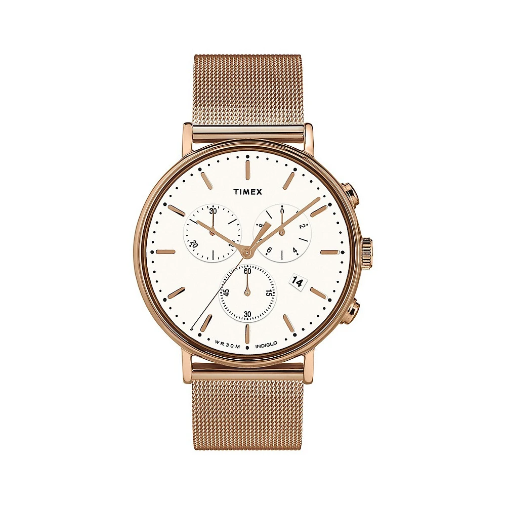 Fairfield Chrono Rose Goldtone Mesh Bracelet Watch