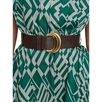 Belted Pleated French Twill Fit-&-Flare Dress