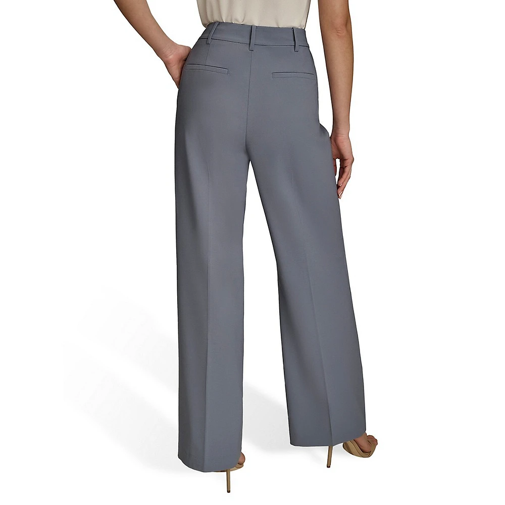 Pleated Wide-Leg Dress Pants