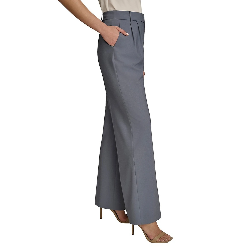 Pleated Wide-Leg Dress Pants