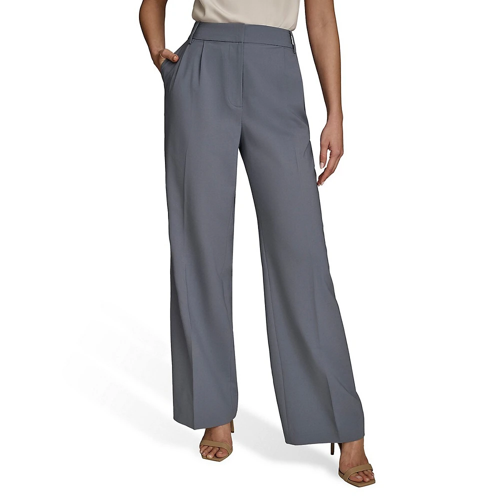 Pleated Wide-Leg Dress Pants