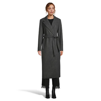 Manteau mi-long enveloppant avec ceinture