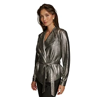 Metallic Belted Jacket