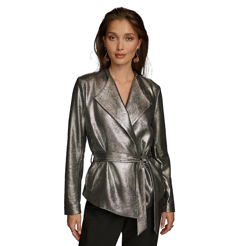 Metallic Belted Jacket