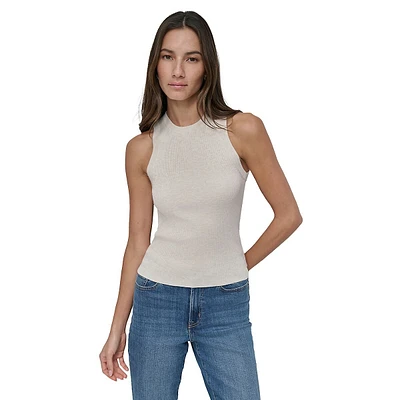 Sleeveless Ribbed Crewneck Tank Top