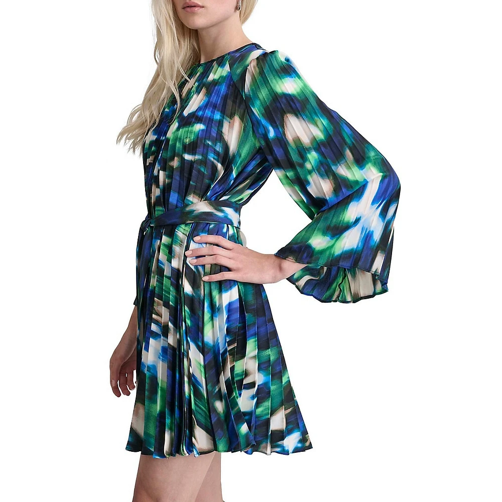 Shadow Tie-Dye Pleated Dress