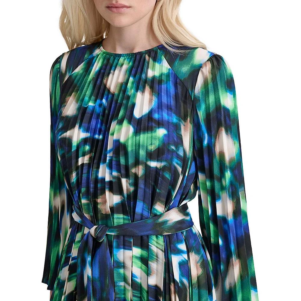 Shadow Tie-Dye Pleated Dress