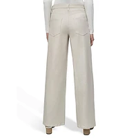 Metallic-Coated High-Rise Wide-Leg Jeans