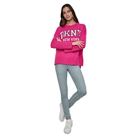 Relaxed-Fit Varsity Logo Intarsia Sweater