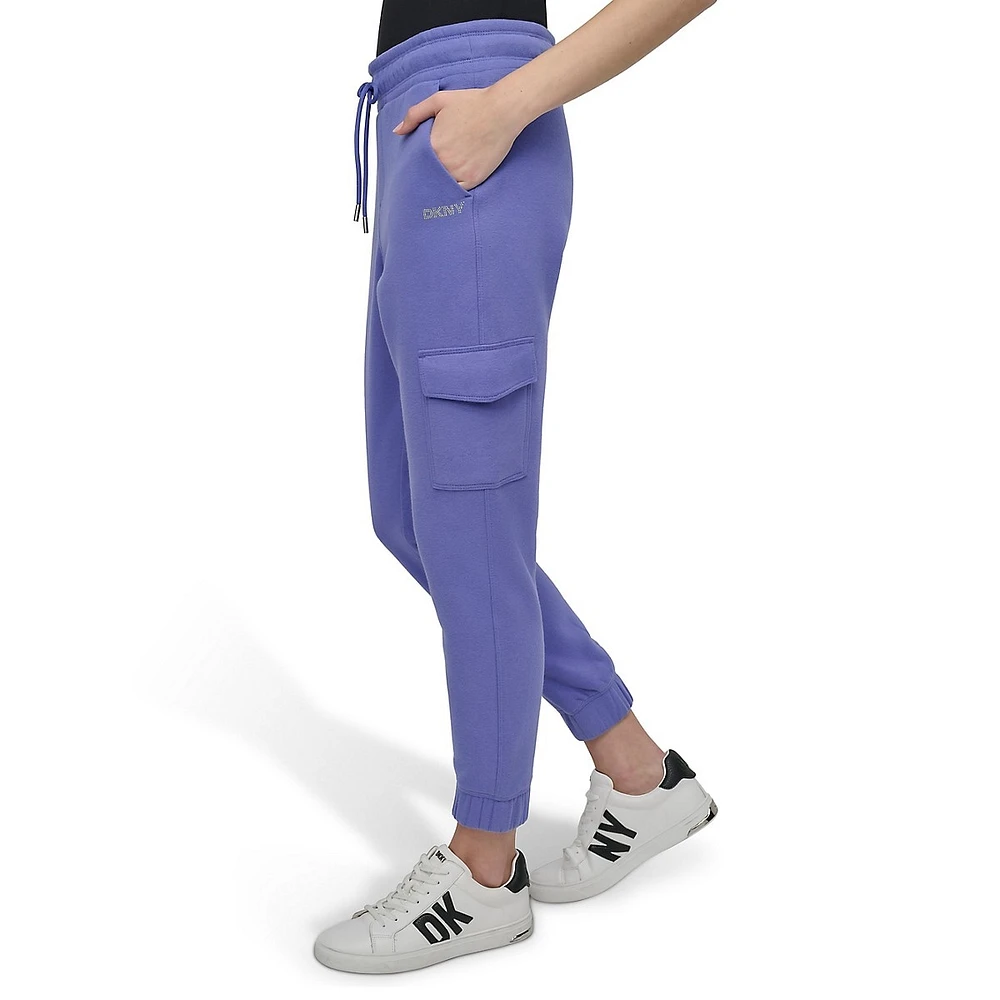 Pantalon de jogging cargo slim à logo mini clouté