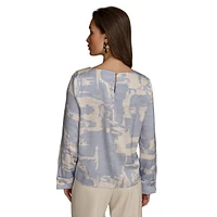 Abstract-Print Ornamented Blouse