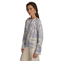 Abstract-Print Ornamented Blouse