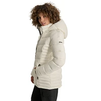Packable Hooded Chevron-Quilt Short Coat
