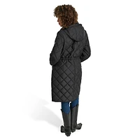 Manteau anorak long matelassé à capuche