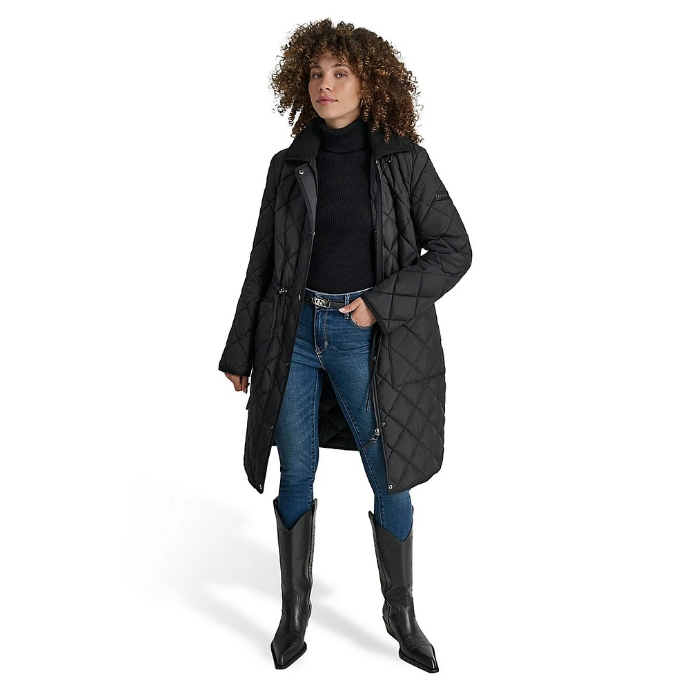 Manteau anorak long matelassé à capuche