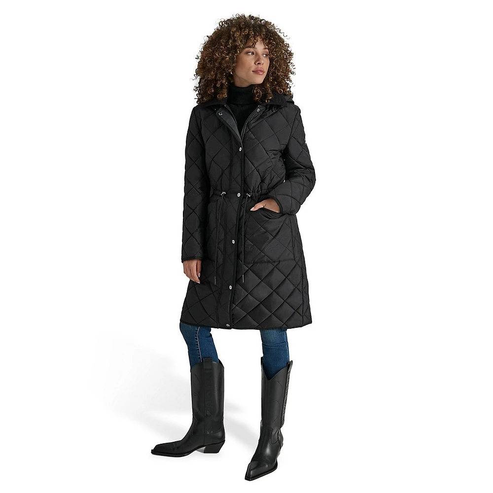 Hooded Quilted Long Anorak Coat