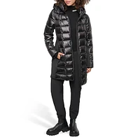 Manteau midi matelassé compressible en matériaux assortis