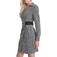 Jacquard Side-Buckle Shirtdress