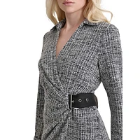 Jacquard Side-Buckle Shirtdress