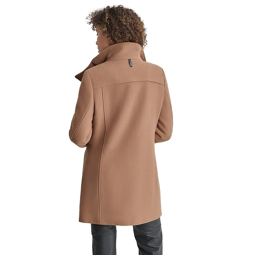 Asymmetrical-Zipper Wool-Blend Coat