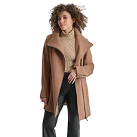 Asymmetrical-Zipper Wool-Blend Coat