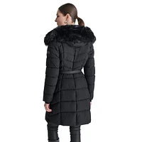 Faux Fur-Trimmed Puffer Jacket With Bib Insert