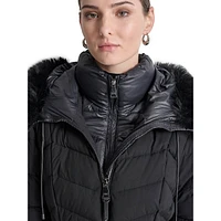 Faux Fur-Trimmed Puffer Jacket With Bib Insert