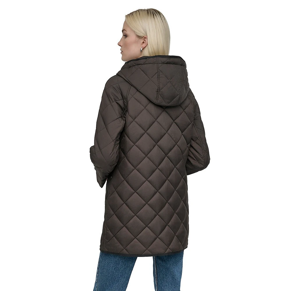 Hooded Quilted Toggle Coat