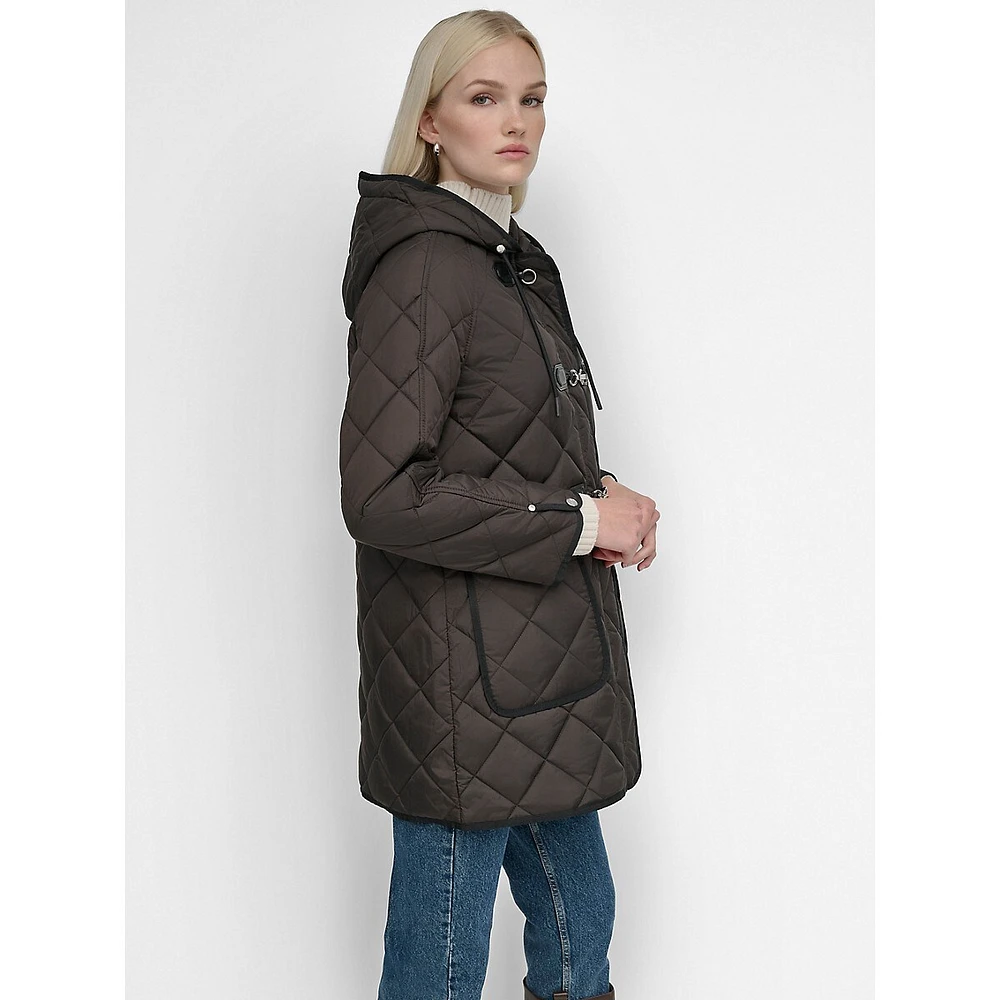 Hooded Quilted Toggle Coat