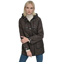 Hooded Quilted Toggle Coat