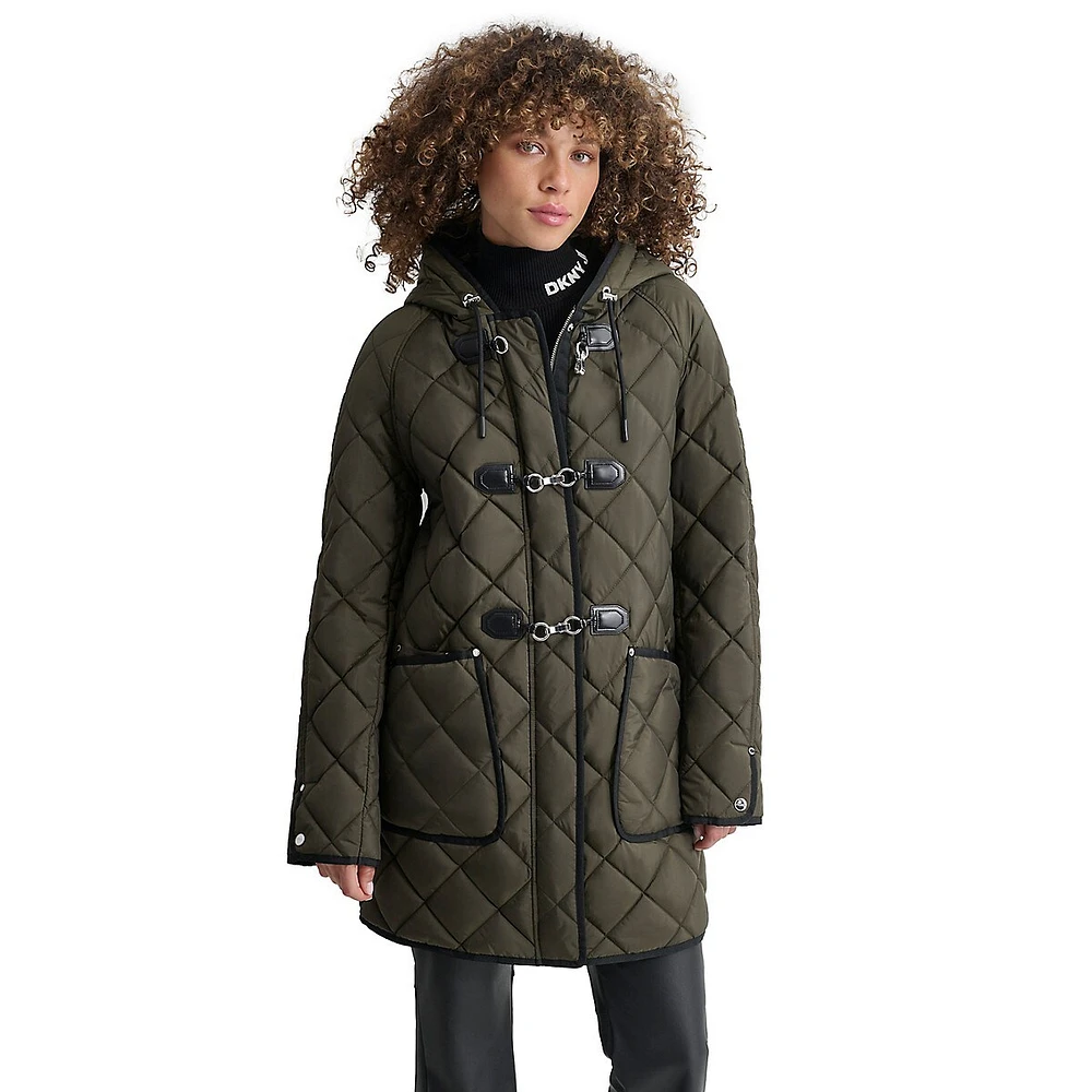 Hooded Quilted Toggle Coat