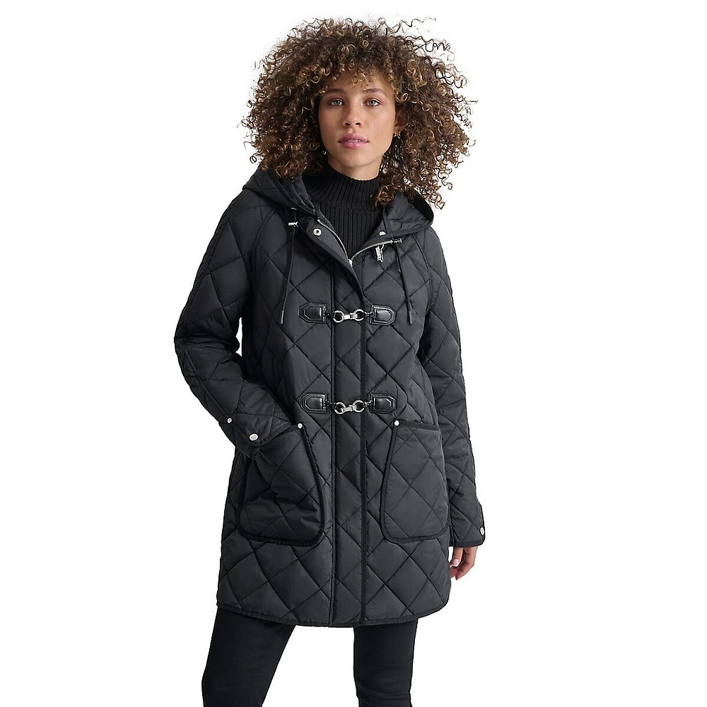 Hooded Quilted Toggle Coat