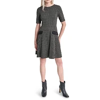 Houndstooth Fit-&-Flare Dress