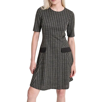 Houndstooth Fit-&-Flare Dress