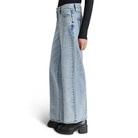 High-Rise Rhinestone Embellished Wide-Leg Jeans