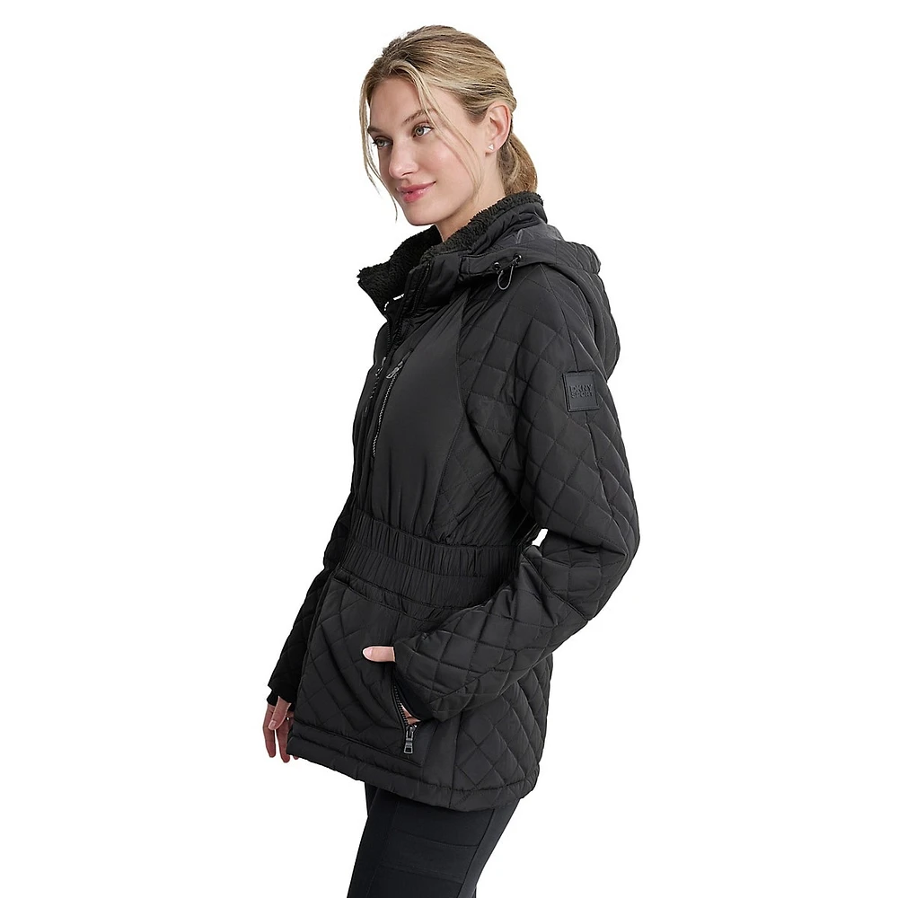 Quilted Smocked-Waist Jacket