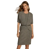 2-Piece Belted Sweater Dress & Shrug Set