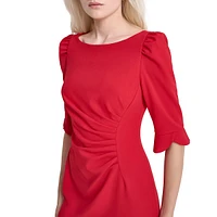 Ruched Boatneck Short Shift Dress