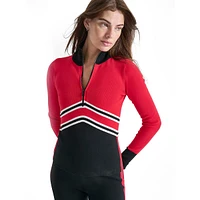 Après-Ski Half-Zip Chevron-Stripe Sweater