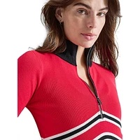 Après-Ski Half-Zip Chevron-Stripe Sweater