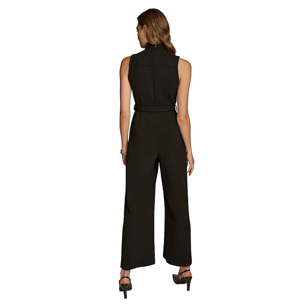 Tied Highneck Foldover Jumpsuit